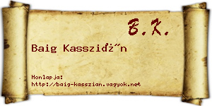 Baig Kasszián névjegykártya